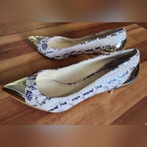 Enzo Angiolini Snakeskin Print, Mirror Kitten Heels.